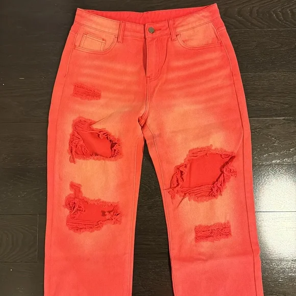 Bright Festive Jeans with Rips - Picture 2 of 5